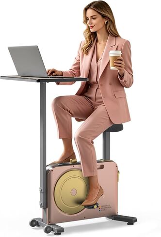 HARISON Exercise Bike with Desk for Home Office, Workstation Cycling Bike with Adjustable Desk, 8 levels Magnetic Resistance Indoor Bike for Working, Studying & Low Impact Cardio bike in Saudi Arabia
