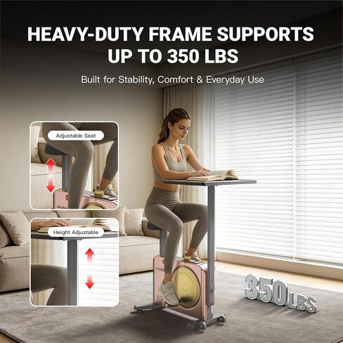 HARISON Exercise Bike with Desk for Home Office, Workstation Cycling Bike with Adjustable Desk, 8 levels Magnetic Resistance Indoor Bike for Working, Studying & Low Impact Cardio bike in Saudi Arabia