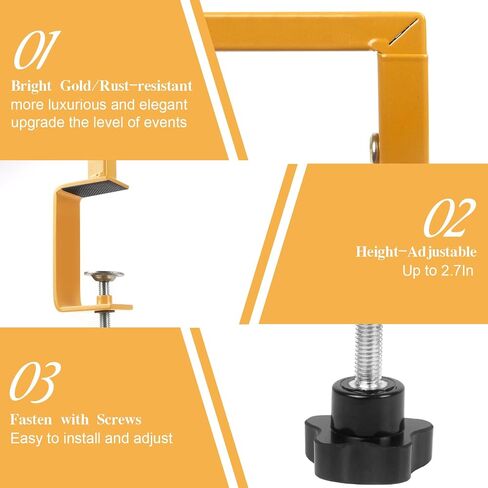 Over The Table Rod Stand with Clamps, Adjustable Table Arch 27"-42" Tall, 46"-102" Length, Flower and Balloon Arch Stand for Wedding, Party, Birthday, Christmas, Halloween Decorations, Gold in Kuwait
