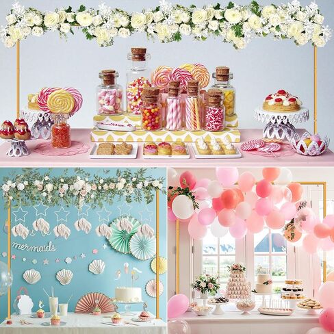 Over The Table Rod Stand with Clamps, Adjustable Table Arch 27"-42" Tall, 46"-102" Length, Flower and Balloon Arch Stand for Wedding, Party, Birthday, Christmas, Halloween Decorations, Gold in Kuwait