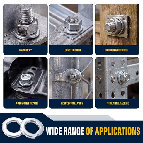 Moxweyeni 200 Pack 1/2 Split Lock Washer Hot Dip Galvanized Steel Low Carbon Steel Vibration Damping Bolts and Bolt Locking Washers for Indoor and Outdoor Projects Construction Applications in Saudi Arabia