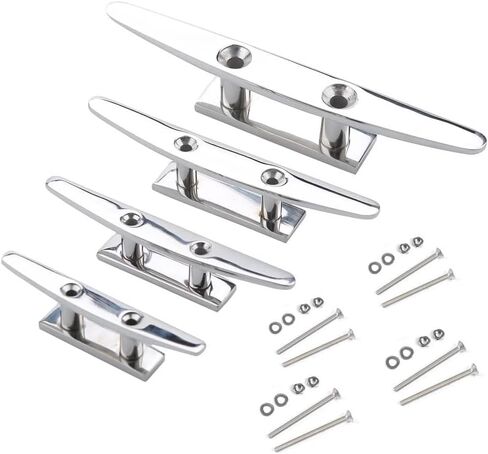 MIZUGIWA Boat Cleats,Dock Cleat Open Base 4 inch 5 inch 6 inch 8 inch,Mooring Deck Cleats 316 Stainless Steel with Fasteners for Boat Docks, Decks,Kayaks,Marine,Nautical Decor,Silver in Kuwait