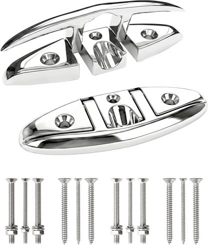 OULEME 5 "6" مربط القارب القابل للطي، 316 الفولاذ المقاوم للصدأ قابل للطي مع مثبتات، مرابط حبل من الدرجة البحرية لقوارب الكاياك واليخوت والعائمة، 2-Pack/4-Pack in Kuwait