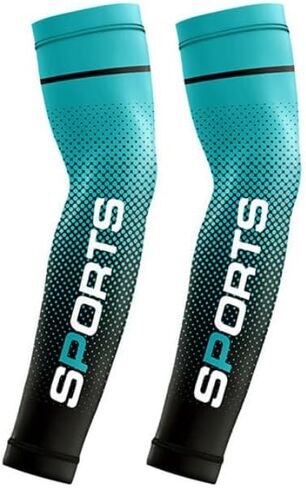 5 Pairs Performance Arm Sleeves Grey Orange Green Dark Blue Light Blue Breathable for Golf Cycling Running in Kuwait