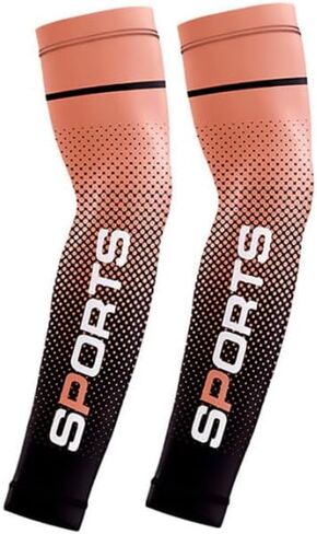5 Pairs Performance Arm Sleeves Grey Orange Green Dark Blue Light Blue Breathable for Golf Cycling Running in Kuwait