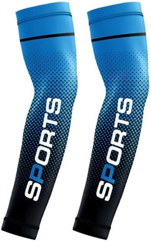 5 Pairs Performance Arm Sleeves Grey Orange Green Dark Blue Light Blue Breathable for Golf Cycling Running in Kuwait