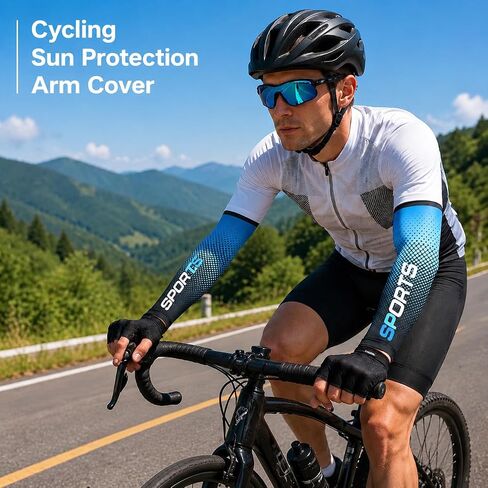 5 Pairs Performance Arm Sleeves Grey Orange Green Dark Blue Light Blue Breathable for Golf Cycling Running in Kuwait