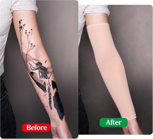 2 Pairs UV Sun Protection Arm Sleeves for Men & Women, Cooling Compression Tattoo Cover Up Sleeves for Sports & Daily Wear (Nude) in Kuwait