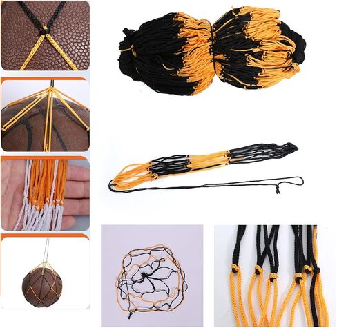 4 Pack Basketball Bag Drawstring Single Ball Net Mesh Storage Organizer Carrier Carrying Hanging Bags with Air Pump Inflation Needle For Soccer Balls Football Volleyball Basket Ball Sports in Kuwait