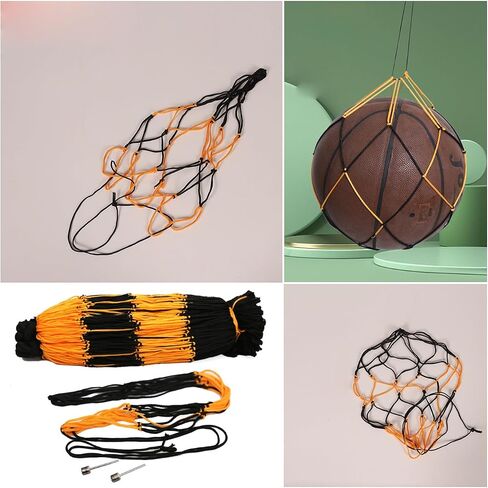 4 Pack Basketball Bag Drawstring Single Ball Net Mesh Storage Organizer Carrier Carrying Hanging Bags with Air Pump Inflation Needle For Soccer Balls Football Volleyball Basket Ball Sports in Kuwait