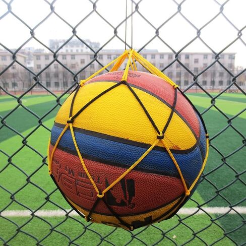 4 Pack Basketball Bag Drawstring Single Ball Net Mesh Storage Organizer Carrier Carrying Hanging Bags with Air Pump Inflation Needle For Soccer Balls Football Volleyball Basket Ball Sports in Kuwait