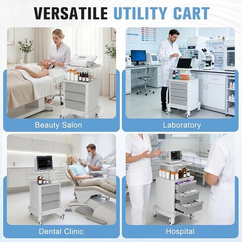 Dental Scanner Cart with 3 Drawers & 4 Wheels & 1 Top Tray Medical Trolley Cart 66 LBS Load for Hospital Clinic Salon Spa Office Bedroom in Kuwait