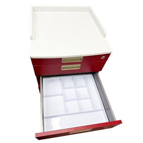 Mobile Dental Storage Cabinet with Lockable Wheels, 4-Drawer Stainless Steel Laminate Cart for Clinics Hospitals Labs, Portable Utility Trolley (Red) in Kuwait
