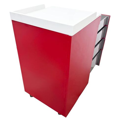 Mobile Dental Storage Cabinet with Lockable Wheels, 4-Drawer Stainless Steel Laminate Cart for Clinics Hospitals Labs, Portable Utility Trolley (Red) in Kuwait