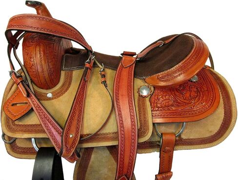 Gaited Western Saddle 17 16 15 Pleasure Horse Trail Floral Tooled Leather Tack in Kuwait