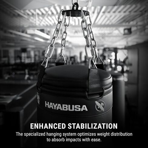 Hayabusa Classic Heavy Bag Pre-Filled Design and Specialized Hanging System - Black, 70lb in Kuwait