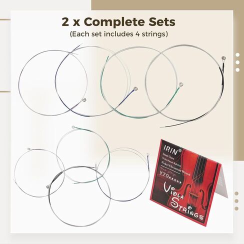 2 Sets Viola Replacement Strings, A D G C, Stainless Steel Core, Nickel Plated Ball Ends, Nickel Chromium Wound, 25.6 Inches Playing Length, Musical Instrument Parts in Kuwait