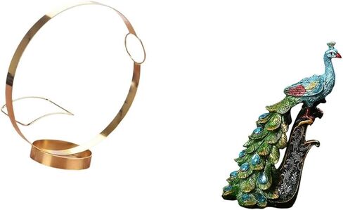 Bottle Holder Artistic Iron Stand Rack Resin Peacock Statue Shelf Decorative Figurine Unique Material Suitable for Dining in Kuwait