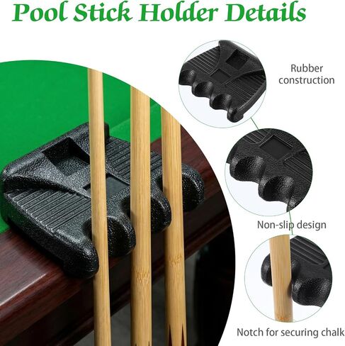 2-Pack 3 Holes Pool Cue Holder Portable Weighted Pool Stick Holders with Chalk Holder Non-Slip Billiard Cue Rest for Table Edge Mini Pvc Billiards Accessories in Kuwait