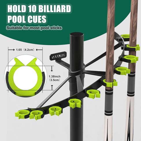 Hikeen Heavy Duty Pool Stick Holder Holds 10 Sticks with Steel Frame,Simple Installation and Storage Organizer Pool Cue Holder,Mental Pool Cue Rack for Game Room, Billiard Club in Kuwait