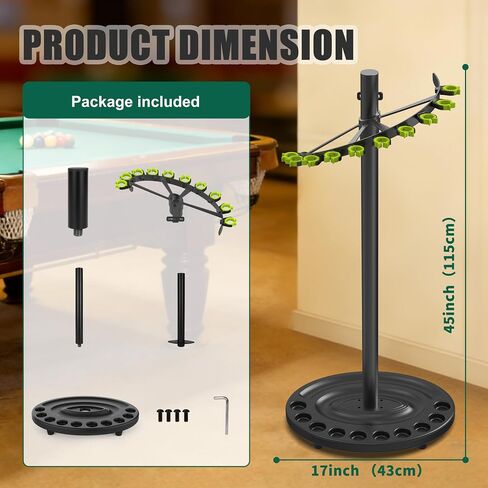 Hikeen Heavy Duty Pool Stick Holder Holds 10 Sticks with Steel Frame,Simple Installation and Storage Organizer Pool Cue Holder,Mental Pool Cue Rack for Game Room, Billiard Club in Kuwait