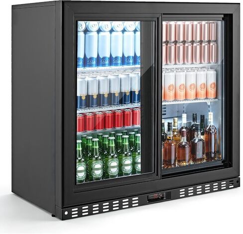 VEVOR Back Bar Cooler, 7.4 Cu. Ft Commercial Beverage Refrigerator, Under Counter Bar Fridge with 2 Sliding Doors, LED Lighting, Adjustable Shelves, Low-E Glass Display Cooler for Beer, Wine, Drink in Kuwait