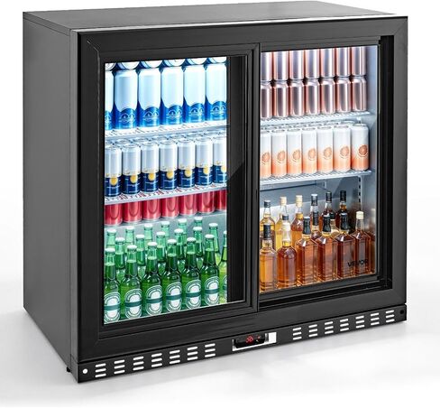 VEVOR Back Bar Cooler, 7.4 Cu. Ft Commercial Beverage Refrigerator, Under Counter Bar Fridge with 2 Sliding Doors, LED Lighting, Adjustable Shelves, Low-E Glass Display Cooler for Beer, Wine, Drink in Kuwait