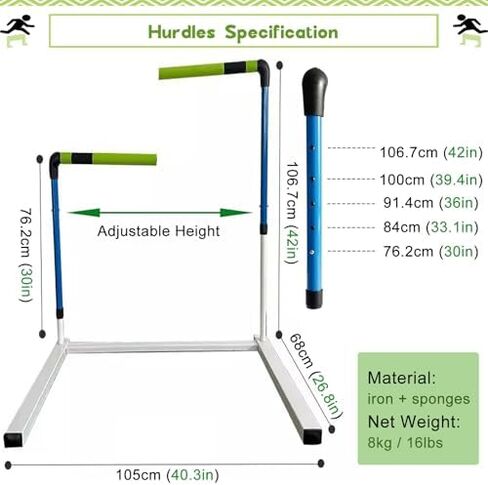 Height Adjustable Hurdles, Pro Track and Field Speed Race Hurdle Blue, 30-42in Height Hurdles Training Equipment for Track, Exercise Adjustable Hurdles for Agility Tr, 76-106cm/30-42in in Kuwait