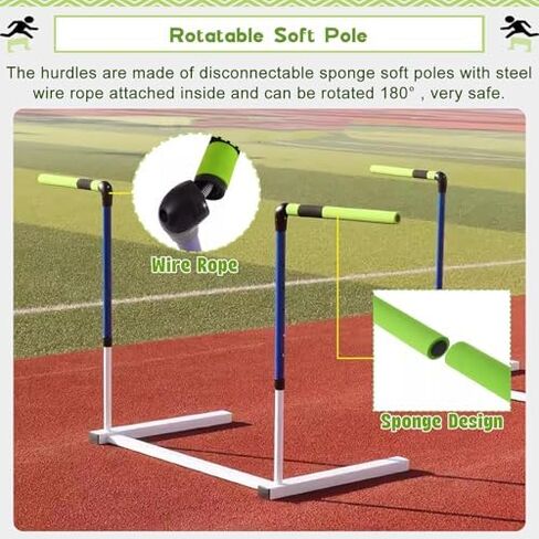 Height Adjustable Hurdles, Pro Track and Field Speed Race Hurdle Blue, 30-42in Height Hurdles Training Equipment for Track, Exercise Adjustable Hurdles for Agility Tr, 76-106cm/30-42in in Kuwait