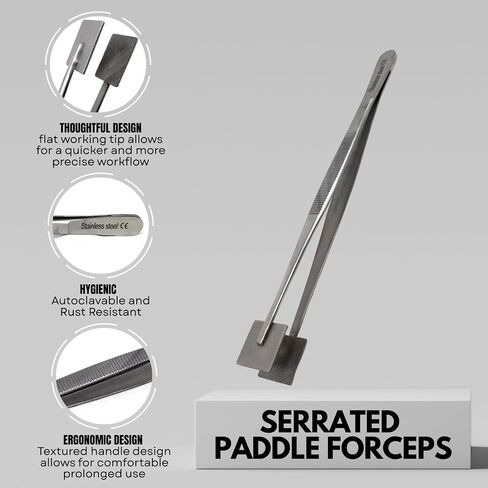 Specimen Paddle Forceps with Wide Square Serrated Pads Stainless Steel Lab Tweezers 6" in Kuwait