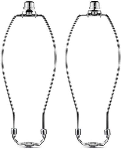 Lamp Shade Harp Holder，10 Inch Lamp Harp Kit -2 Set，Detachable Shade Holder for Table & Floor Lamps， DIY Lighting Accessories Lampshade Bracket， with 2 Shade Attaching Finial Top(Nickel) in Kuwait