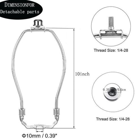 Lamp Shade Harp Holder，10 Inch Lamp Harp Kit -2 Set，Detachable Shade Holder for Table & Floor Lamps， DIY Lighting Accessories Lampshade Bracket， with 2 Shade Attaching Finial Top(Nickel) in Kuwait
