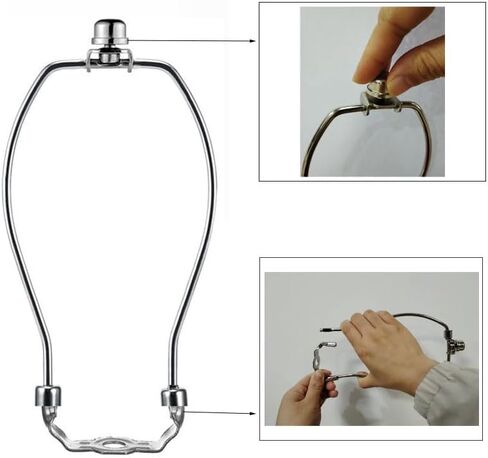 Lamp Shade Harp Holder，10 Inch Lamp Harp Kit -2 Set，Detachable Shade Holder for Table & Floor Lamps， DIY Lighting Accessories Lampshade Bracket， with 2 Shade Attaching Finial Top(Nickel) in Kuwait