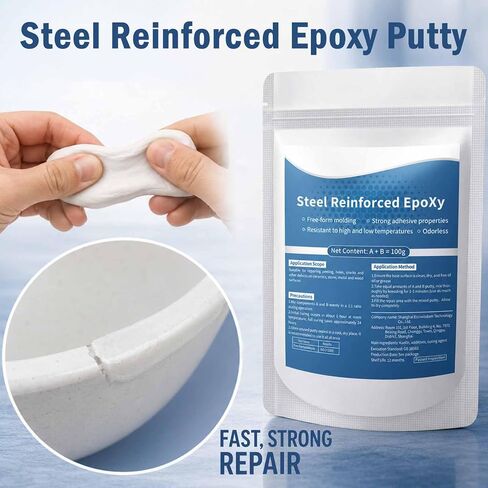 Steel Reinforced Epoxy Putty, Strong Clay Iron Adhesive, AB Two-Part, Waterproof, Heat Resistant, Fast Repair Filler for Metal Wood Ceramic Concrete Tile Plastic PVC Cracks Holes (1Pack-3.5oz) in Kuwait