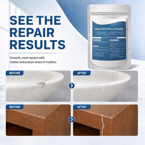 Steel Reinforced Epoxy Putty, Strong Clay Iron Adhesive, AB Two-Part, Waterproof, Heat Resistant, Fast Repair Filler for Metal Wood Ceramic Concrete Tile Plastic PVC Cracks Holes (1Pack-3.5oz) in Kuwait