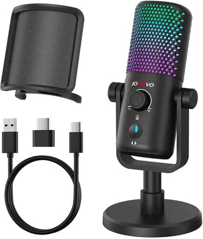 ميكروفون USB للألعاب للكمبيوتر الشخصي مع مرشح البوب ​​والتحكم في مستوى الصوت ومقبس سماعة الرأس RGB وزر كتم الصوت والتشغيل لأجهزة PS4 وPS5 وMac Streaming Podcast in Kuwait