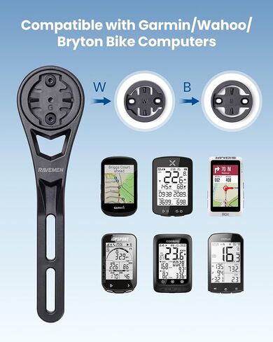 حامل أمامي Ravemen AOM06 لمقود Aero المتكامل، متوافق مع أجهزة كمبيوتر Garmin وWahoo وBryton Bike | نايلون | 150 ملم | 16.7 درجة للأعلى in Kuwait