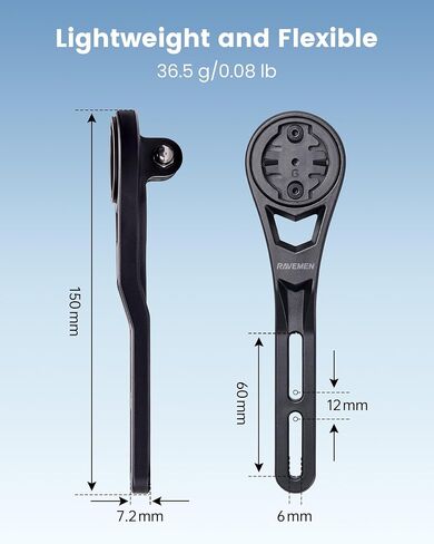 حامل أمامي Ravemen AOM06 لمقود Aero المتكامل، متوافق مع أجهزة كمبيوتر Garmin وWahoo وBryton Bike | نايلون | 150 ملم | 16.7 درجة للأعلى in Kuwait
