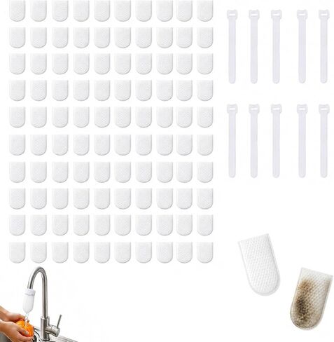Faucet Filter Cotton Pouch, Disposable Tap Filter Cover With Hook And Loop Strap, Nonwoven Sediment Capture Bag For Kitchen Bathroom Round Faucets Max 1 Inch, Anti Splashing Gentle Water Flow (50+5) in Kuwait