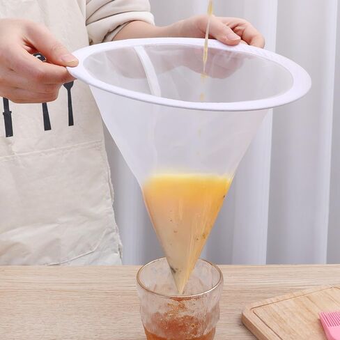1PC 150 Mesh Honey Filter Bag with Steel Ring, 23 * 26cm Nylon Mesh Conical Food Strainer, Easy to Use Fine Net Filter for Honey in Kuwait