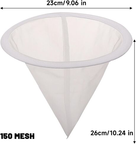 1PC 150 Mesh Honey Filter Bag with Steel Ring, 23 * 26cm Nylon Mesh Conical Food Strainer, Easy to Use Fine Net Filter for Honey in Kuwait