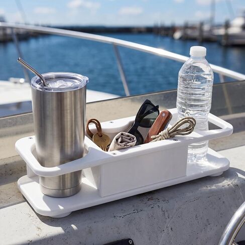 Boat Suction Cup Holder Drink Holder & Storage Heavy Duty Boat Console Caddy Organizer for Cell Phone, Coffee Mugs, Sunglasses, Keys and Small Items, Angler Fishing Gift in Kuwait