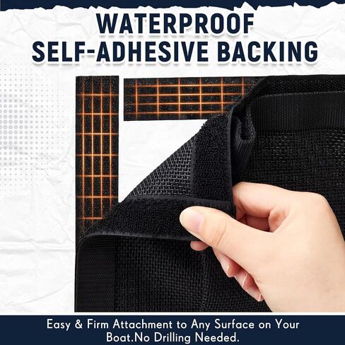 4 Pcs 10" x 7" Self-Adhesive Boat Storage Mesh Bag, Tear Resistant Waterproof Boat Storage Accessories, Sailboat Pontoonboat Caddy Organizer for Tackle, Tools, Gear, Gloves Small Items in Kuwait