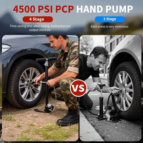 Garvee 4-Stage PCP Hand Pump, 30MPa/4500PSI High Pressure Hand Pump, PCP Air Pump with Oil-Water Filter for PCP Air Rifles, HPA Tanks, Paintball Guns & Tire Inflation in Kuwait