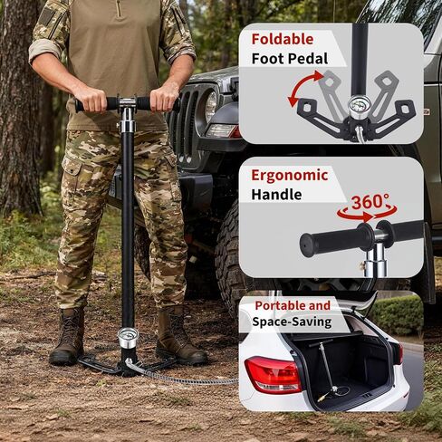 Garvee 4-Stage PCP Hand Pump, 30MPa/4500PSI High Pressure Hand Pump, PCP Air Pump with Oil-Water Filter for PCP Air Rifles, HPA Tanks, Paintball Guns & Tire Inflation in Kuwait