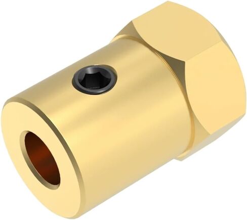 D12L18 Hex Coupler Brass Tire Connector 2/3/3.17/4/5/6/7/ 8mm Coupling for Decelerate Motor Shaft Robot Car Wheel(Electroplate 6mm) in Kuwait