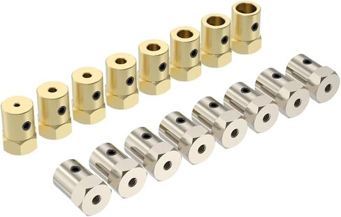 D12L18 Hex Coupler Brass Tire Connector 2/3/3.17/4/5/6/7/ 8mm Coupling for Decelerate Motor Shaft Robot Car Wheel(Electroplate 6mm) in Kuwait