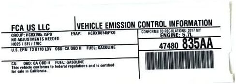 Mopar 47480835AA LABEL VECI LABEL in Kuwait