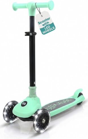 SereneLife Toddler Scooter, Adjustable Micro Scooter for Ages 2-5, Lightweight Kids 3 Wheel Design with LED Light-Up Wheels, Anti-Slip Deck & Lean-to-Steer Control, Indoor/Outdoor Use (Mint Green) in Kuwait