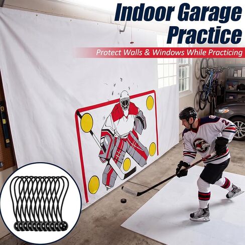 Hockey Shooting Tarp 7 x 16ft with Goal Target – Heavy Duty Vinyl Shot Trainer for Slap & Wrist Shot Practice, Indoor & Outdoor Hockey Shooting Aid, Protect Walls & Improve Accuracy in Kuwait